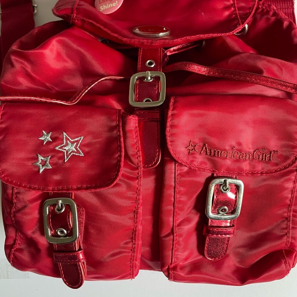 American Girl Red Drawstring Mini Backpack Purse - Picture 4 of 6
